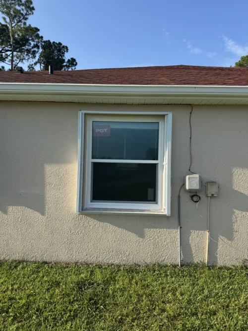 Accordion hurricane shutters on a Brevard County, Florida home