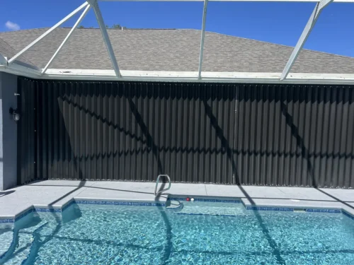 Accordion hurricane shutters on a Brevard County, Florida home