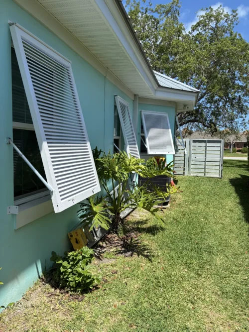 Bahama hurricane shutters on a Brevard County, Florida home