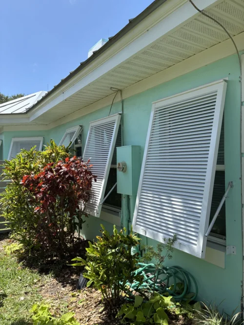 Bahama hurricane shutters fitted by Affordable Glass Protection on the Space Coast of Florida