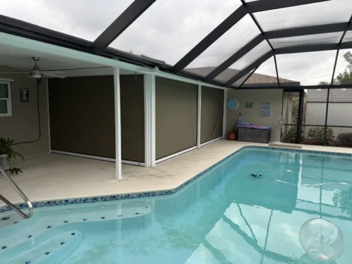 Hurricane roll screens on a Brevard County, Florida home