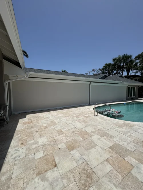 Hurricane roll screens on a Brevard County, Florida home