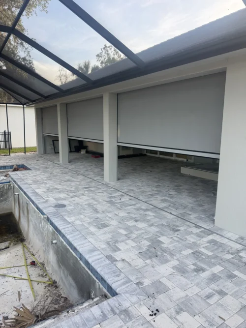 Hurricane roll screens on a Brevard County, Florida home
