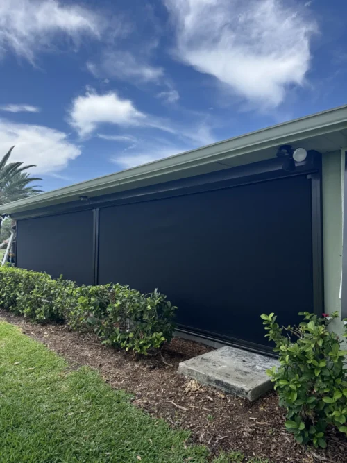 Hurricane roll screens on a Brevard County, Florida home