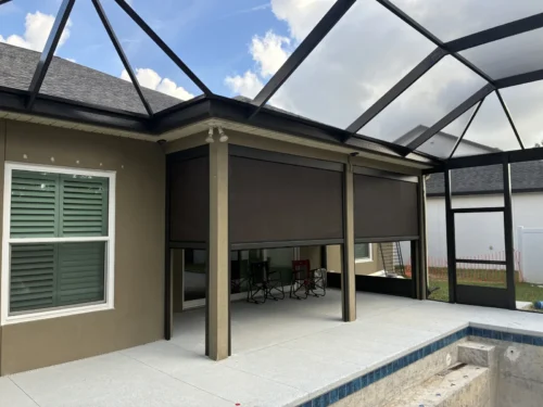 Hurricane roll screens on a Brevard County, Florida home