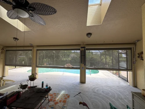 Hurricane roll screens on a Brevard County, Florida home