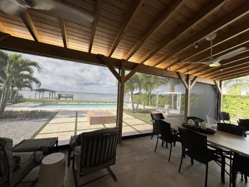 Hurricane roll screens on a Brevard County, Florida home
