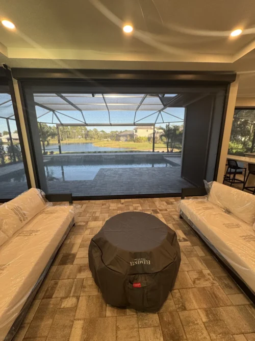 Hurricane roll screens on a Brevard County, Florida home