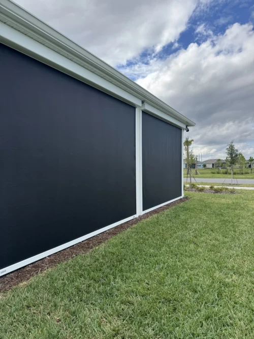 Hurricane roll screens on a Brevard County, Florida home